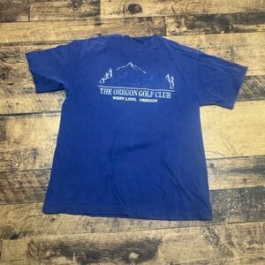 The Oregon Golf Club West Linn Oregon Graphic T Shirt Mens Large Blue‎  Beefy